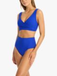 Sea Level Honeycomb Textured High Waist Bikini Bottoms, Cobalt