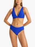 Sea Level Honeycomb Mid-Rise Bikini Bottoms, Cobalt