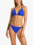 Sea Level Scallop Tie Side Bikini Bottoms, Cobalt