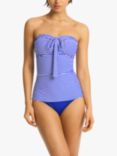 Sea Level Varsity Halterneck Stripe Tankini Top, Cobalt/White