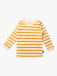 Little Green Radicals Kids' Stripe Organic Cotton Long Sleeve Top, Gold Stripes