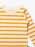 Little Green Radicals Kids' Stripe Organic Cotton Long Sleeve Top, Gold Stripes