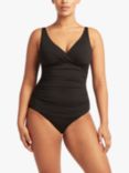 Sea Level Essentials Cross Front Tankini Top, Black