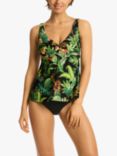 Sea Level Lotus Cross Front Swing Tankini Top, Black/Multi