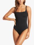 Sea Level Scallop Square Neck Medium Leg Swimsuit