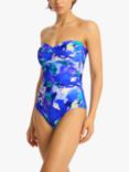 Sea Level Cascade Twist Bandeau Swimsuit, Cobalt/Multi