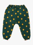 Little Green Radicals Baby Leaves Cosy Joggers, Dark Green