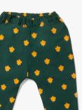 Little Green Radicals Baby Leaves Cosy Joggers, Dark Green