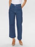 Numph Paris Stripe Cropped Jeans, Dress Blues