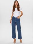 Numph Paris Stripe Cropped Jeans, Dress Blues