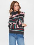 Numph Riette Stripe Wool Blend Jumper, Peony/Multi