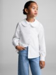 Mango Kids' Cotton Baby Collar Shirt, White