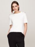 Tommy Hilfiger Button Shoulder T-Shirt, Ecru