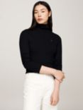 Tommy Hilfiger Slim Rib Roll Neck Top, Black