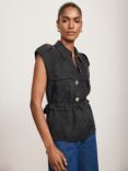 Mint Velvet Sleeveless Utility Shirt, Navy