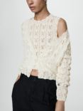 Mango Colombo Crochet Knit Cardigan, White