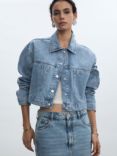 Mango Rubi Denim Jacket, Open Blue