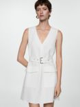 Mango Roli Belted Mini Dress, White