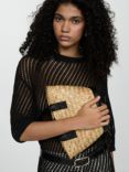 Mango Reus Crochet Open Knit Jumper, Black