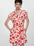 Mango Alazan Floral Playsuit, Cream/Red