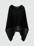 Mango Ozono Open Knit Poncho, Black