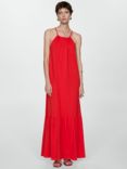 Mango Tulum Halterneck Maxi Dress, Red