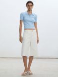 Mango Alverta Polo Knit Top, Pastel Blue