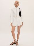 Mango Ibiza Frayed Hem Denim Shorts, White