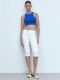 Mango Madrid Knit Crop Top, Bright Blue