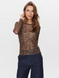 Numph Nuleona Animal Print Mesh Top, Multi