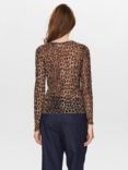 Numph Nuleona Animal Print Mesh Top, Multi