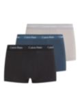 Calvin Klein Low Rise Logo Trunks, Pack of 3, Black/Blue/Ash