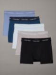 Calvin Klein Cotton Blend Logo Trunks, Pack of 5, Blue/Multi