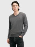 AllSaints Mode Merino V-Neck Jumper, Grey