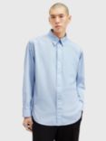 AllSaints Sutta Organic Cotton Regular Fit Shirt, Blue Mid