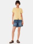 Whistles Isla Round Neck Button Through Top, Yellow