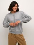 KAFFE Lizza Puff Sleeve Cardigan, Light Grey Melange