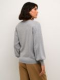 KAFFE Lizza Puff Sleeve Cardigan, Light Grey Melange