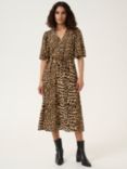 KAFFE KAarina Leopard Midi Shirt Dress, Brown/Multi