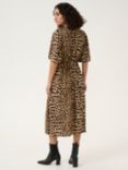 KAFFE KAarina Leopard Midi Shirt Dress, Brown/Multi