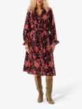 Lollys Laundry Amina Floral Midi Dress, Navy/Red