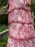 Ro&Zo Snake Print Frill Maxi Dress, Pink