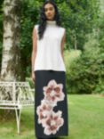 Ro&Zo Mono Floral Maxi Skirt, Black