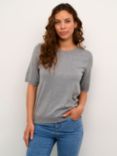 KAFFE Lizza Short Sleeve Jumper, Grey Melange