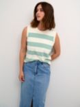 KAFFE Lizzy Stripe Knit Tank Top, Turtledove/Green