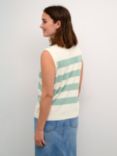 KAFFE Lizzy Stripe Knit Tank Top, Turtledove/Green