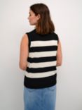 KAFFE Lizzy Stripe Knit Tank Top, Black/Turtledove