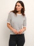 KAFFE Mala Stripe Knit Top, Chalk/Black