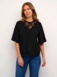 KAFFE Barbara Lace Bib Top, Black