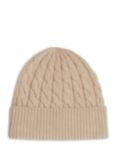 Tommy Hilfiger Naval Cable Knit Wool Blend Beanie Hat, Beige